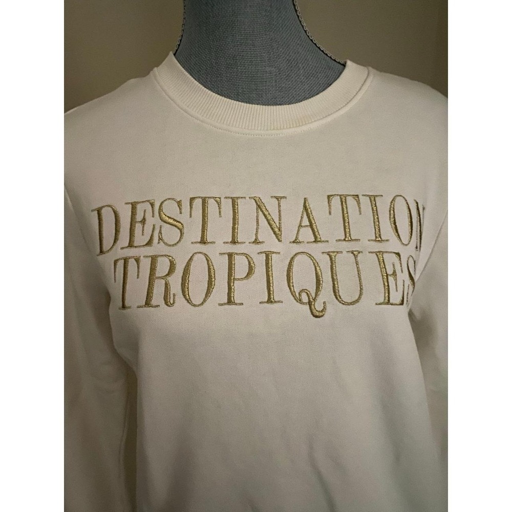 Destination Tropiques Gold Embroidered Sweatshirt Paris Atelier Small s76